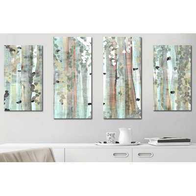 " Spring Birch Meadow " by Susan Jill 4 - Pieces Painting Print