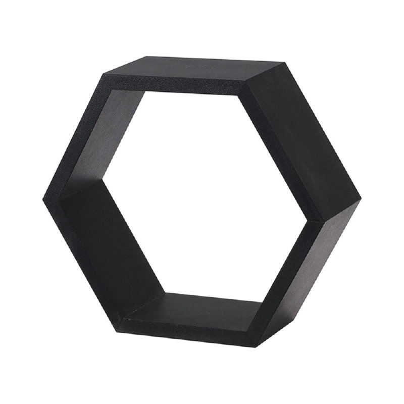 Barayon Hexagon Floating Shelf, Black