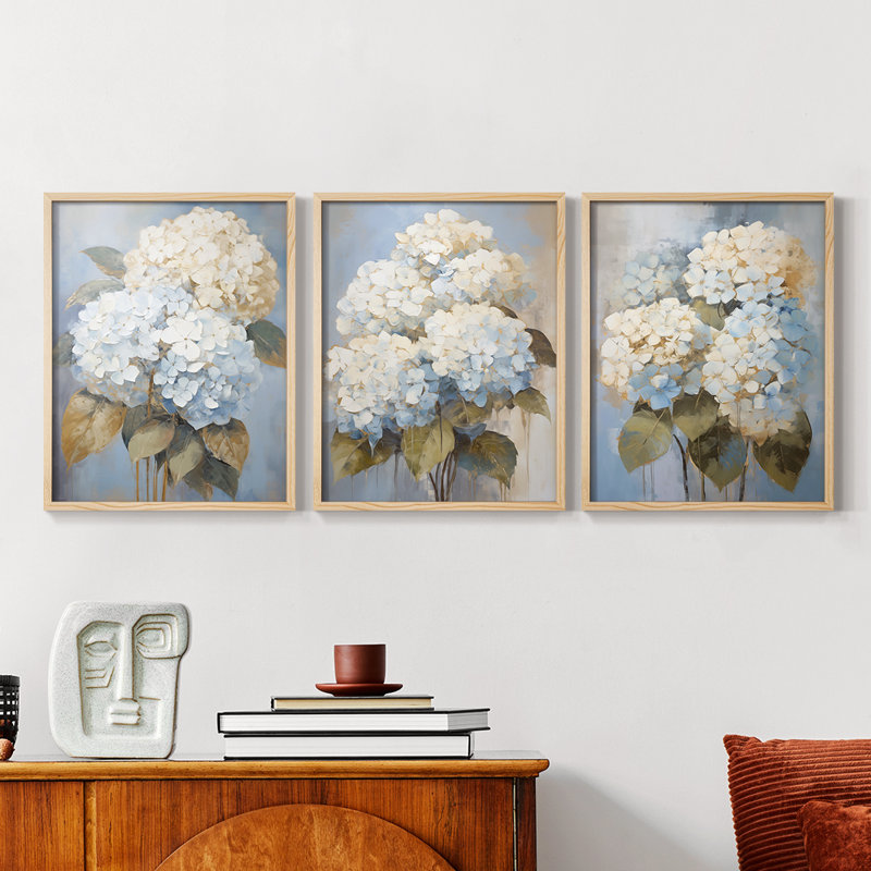 Étude florale, série XLII, ensemble de 3 estampes numériques, prêt à accrocher, Naturel, H 14 po x l 33 po