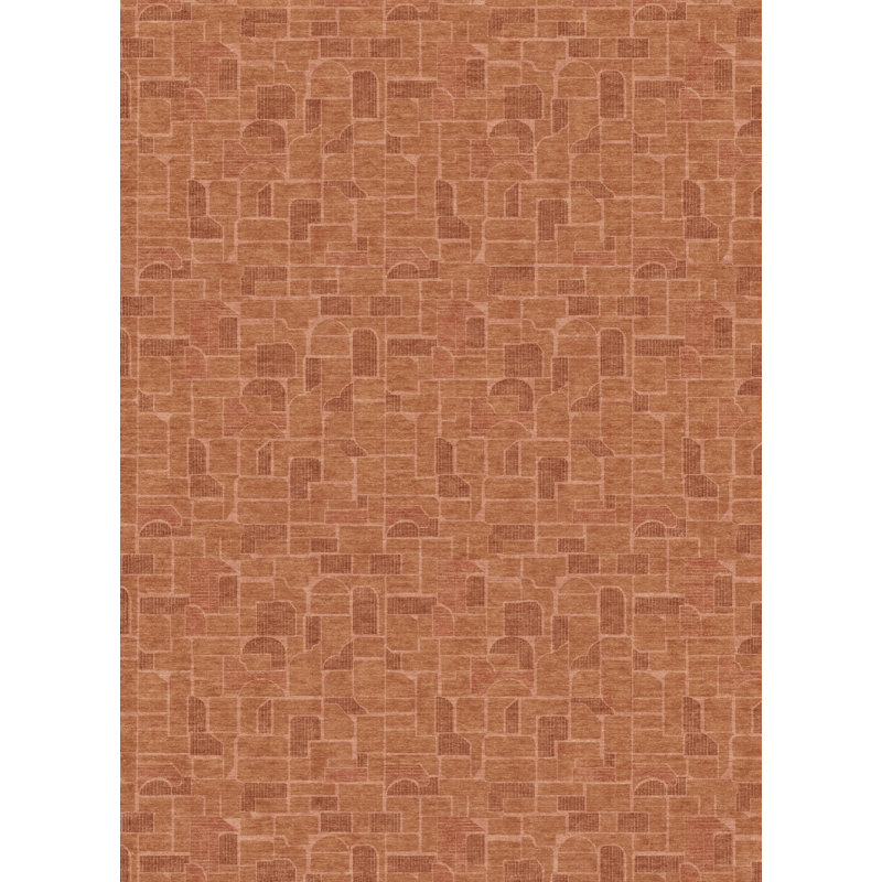 Tapis tissé à plat bien tissé à motif patiné Arden, Orange / terre cuite, 6 pi x 9 pi