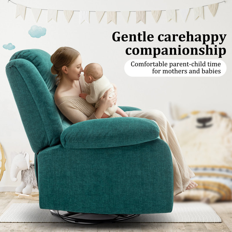 Ellisse Green Wool Oversized Recliner with Massage and Heat