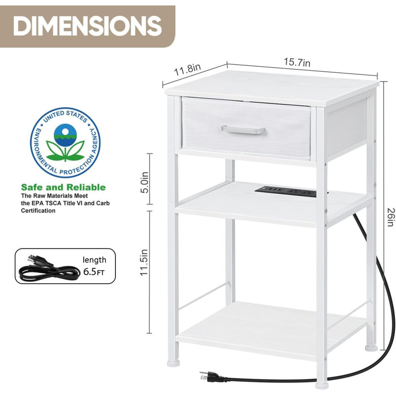 Table de bout Aaditya 26, Blanc
