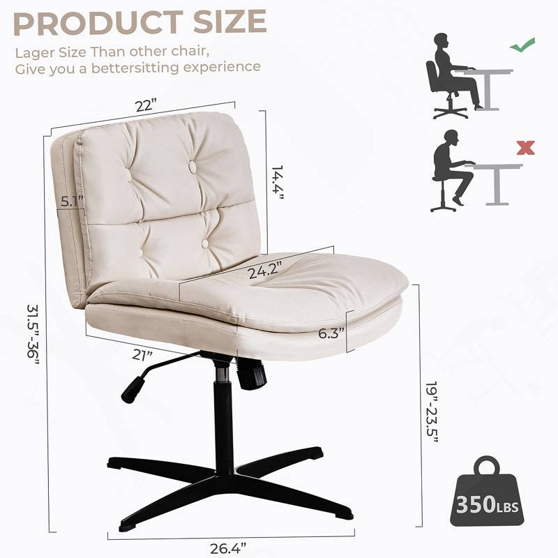Chaise de bureau avec revêtement en cuir, pivotant, hauteur réglable