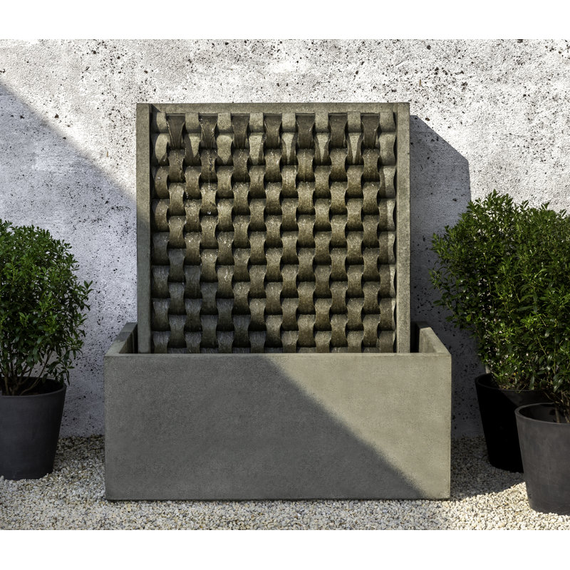 M Weave Hand Crafted Weather Resistant Floor Fountain, 43.5" H x 25" W x 38" D, Ferro Rustico Nuovo
