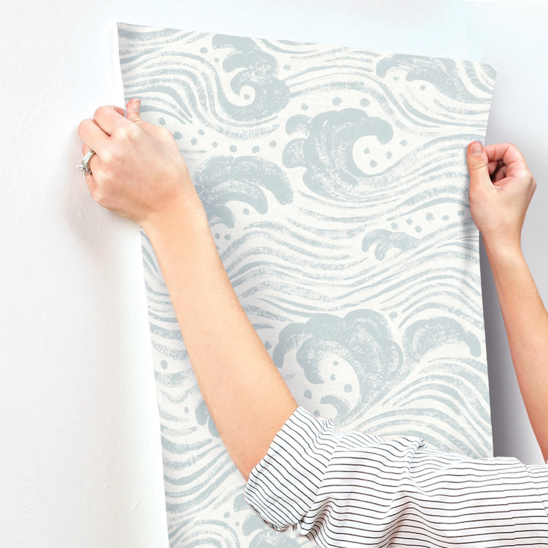 Swell Ocean Wave Wallpaper, Light Blue 