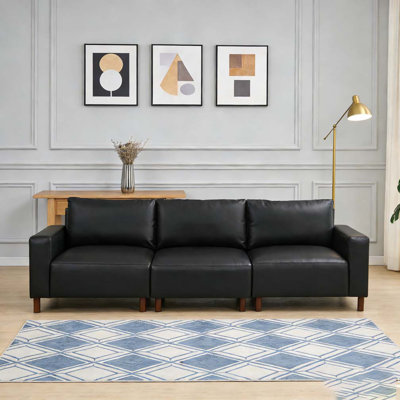 112" Luxury PU Leather Sofa