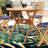 Round Eucalyptus Solid Wood Foldable Outdoor Bistro Table Umbrella Hole , 35.38 " W 35.38 " D