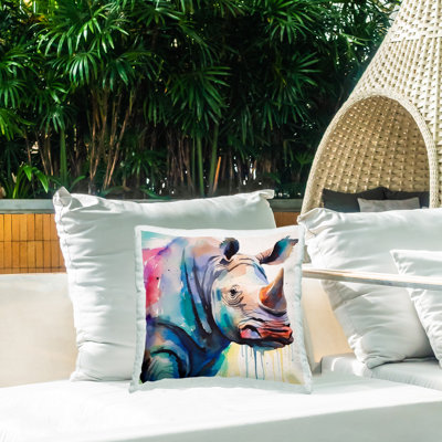 Coussin d'extérieur à imprimé moderne Modern Rhino par Walker Noble