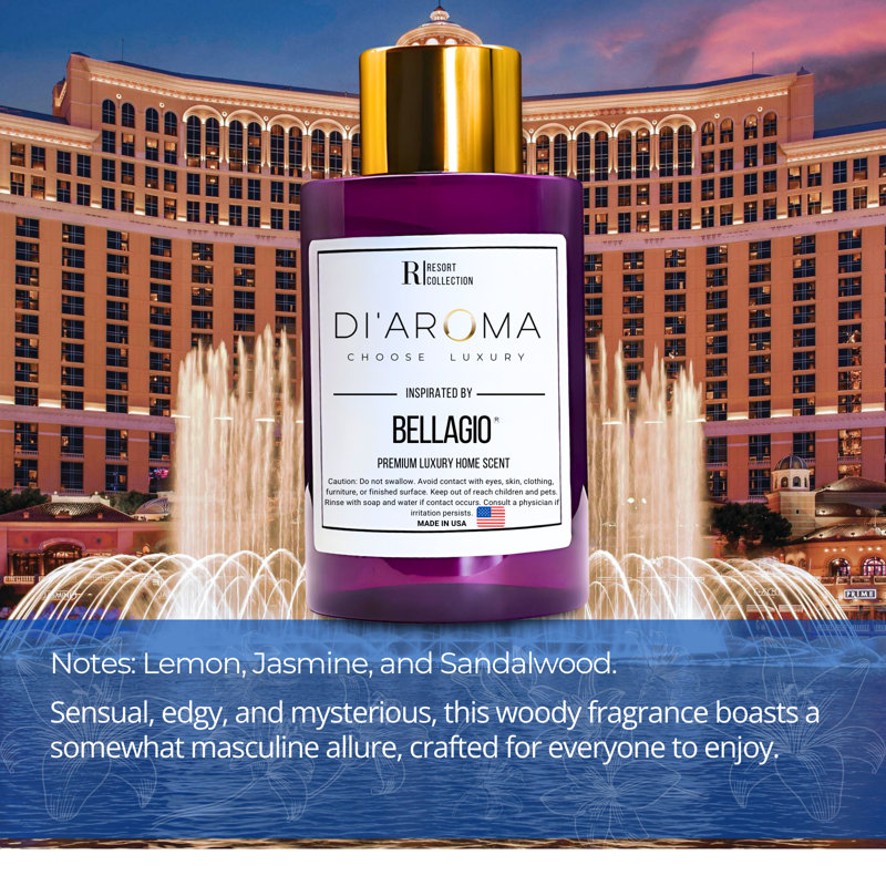 Mystic Romance Bellagio Arôme Mélange d'Huile Plastique Mauve Bouteille 120Ml, Collection Resort, Diffuseur Mélanges d'Huiles Aromatiques, Huile de Diffuseur Sans Eau, (120Ml, Bellagio)