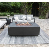 Andes 22'' H x 66'' W Concrete Propane Outdoor Fire Pit Table Hideaway Tank Holder with Lava Rocks