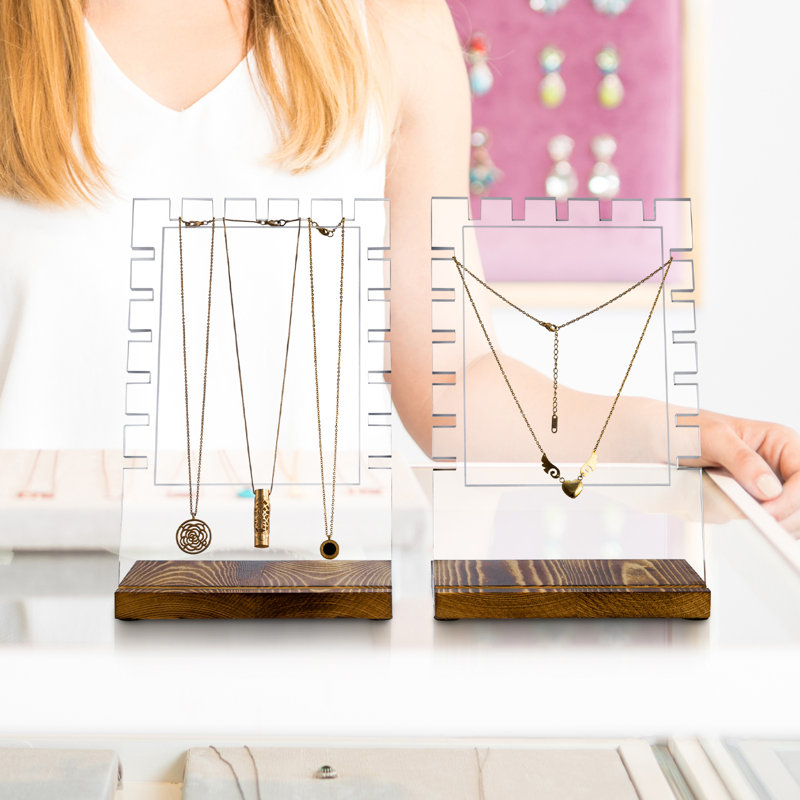 Modern Wood Necklace Holder Jewellery Stand