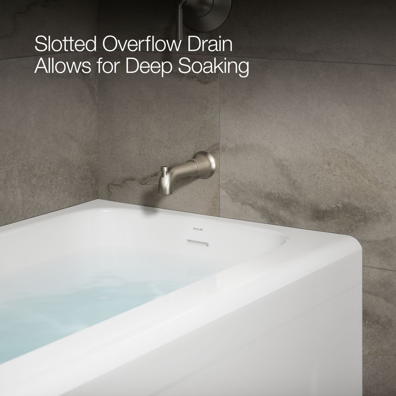 Avec 60 In. X 30 In. Alcove Bath, Left Drain, White, Right