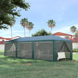 10' X 28' Gazebo Canopy, Outdoor Event Tent With 8 Removable Mesh Sidewalls & Zippered Doors, Steel Construction - Easy Setup Portable Function Party Zipper Entrances, Frame Multi-functional