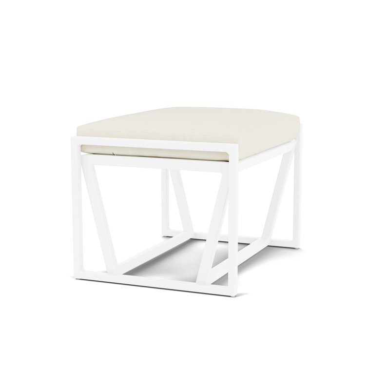 Summit Outdoor Ottoman, White, Sailcloth Salt