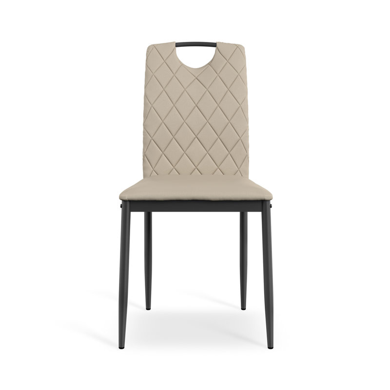 Marhill 18.1cm H Upholstered Side Chair, Beige Velvet, 4, Matte Black
