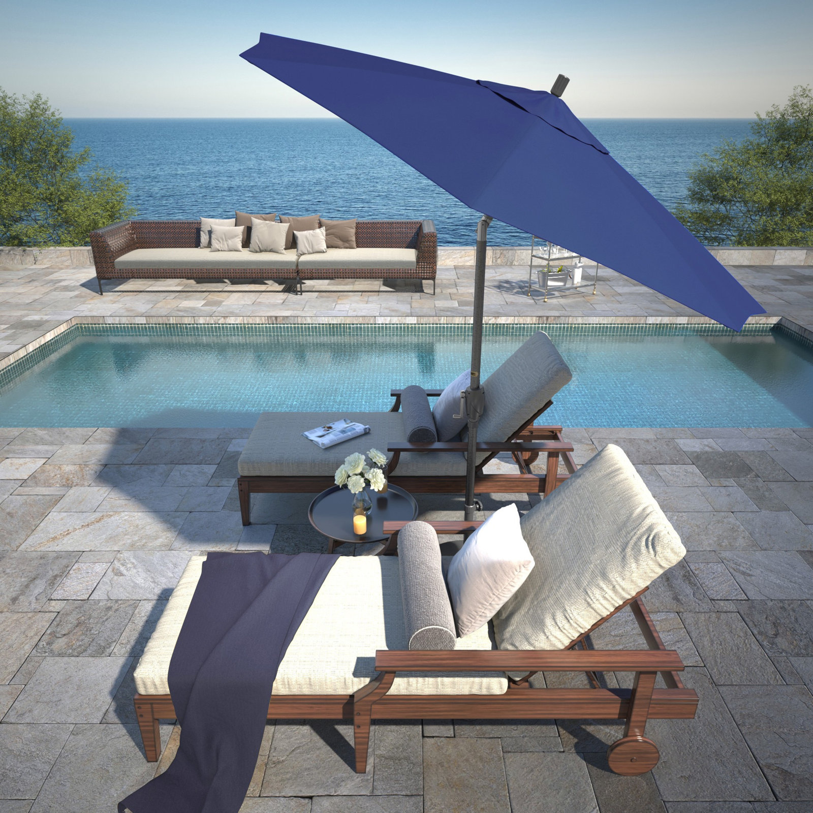 Lexia 90'' Sunbrella® Outdoor Umbrella, Canvas Trueblue Sunbrella® Canvas