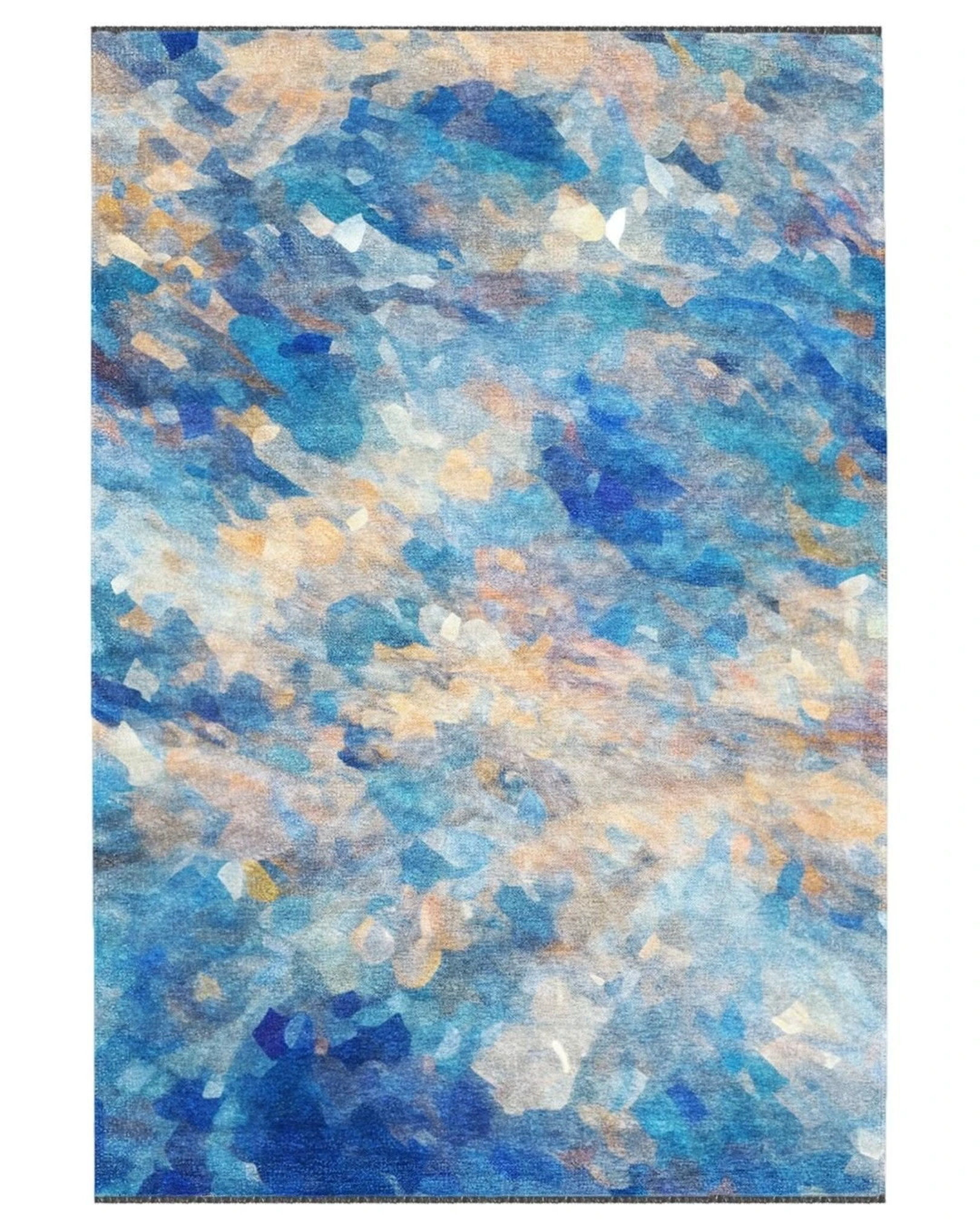 17 Stories Mateer Abstract Blue Machine Woven Cotton Polyester Area Rug ...