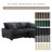 3 - Piece Upholstered Gray Faux Rabbit Fur Flannel Modular Sectional Sofa with Throw Pillows & Removable Ottomans-2100778622