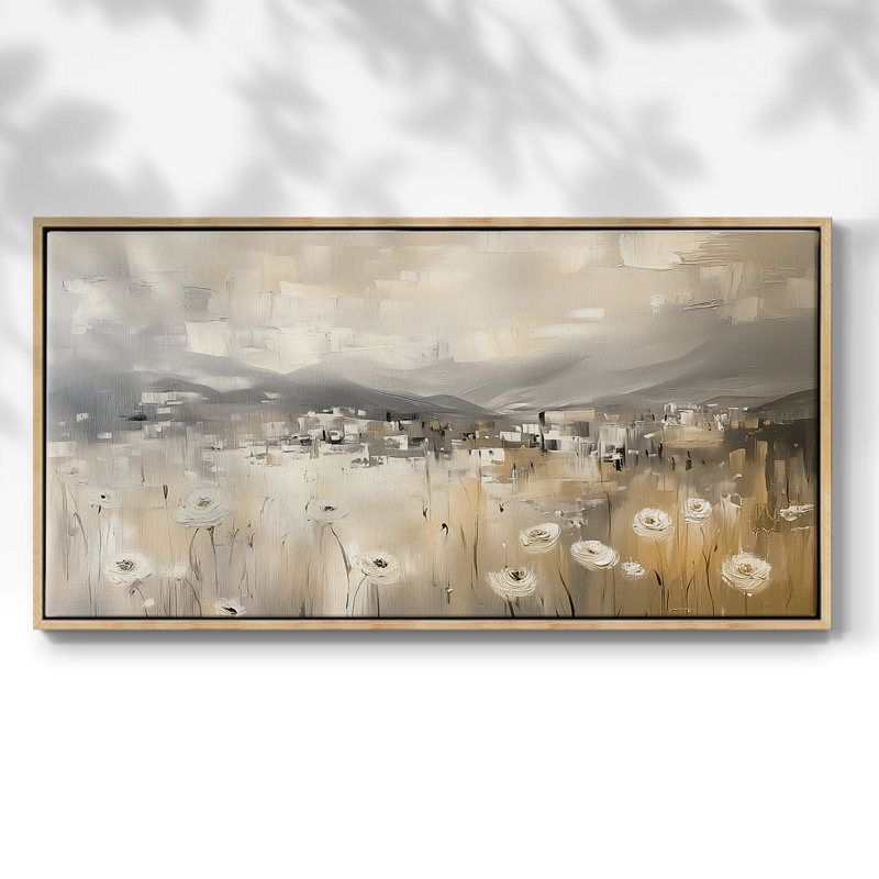 Botanical Series-CCLXVI- Toile tendue avec châssis tendue - Prêt à accrocher, H 25 po x l 49 po, Naturel