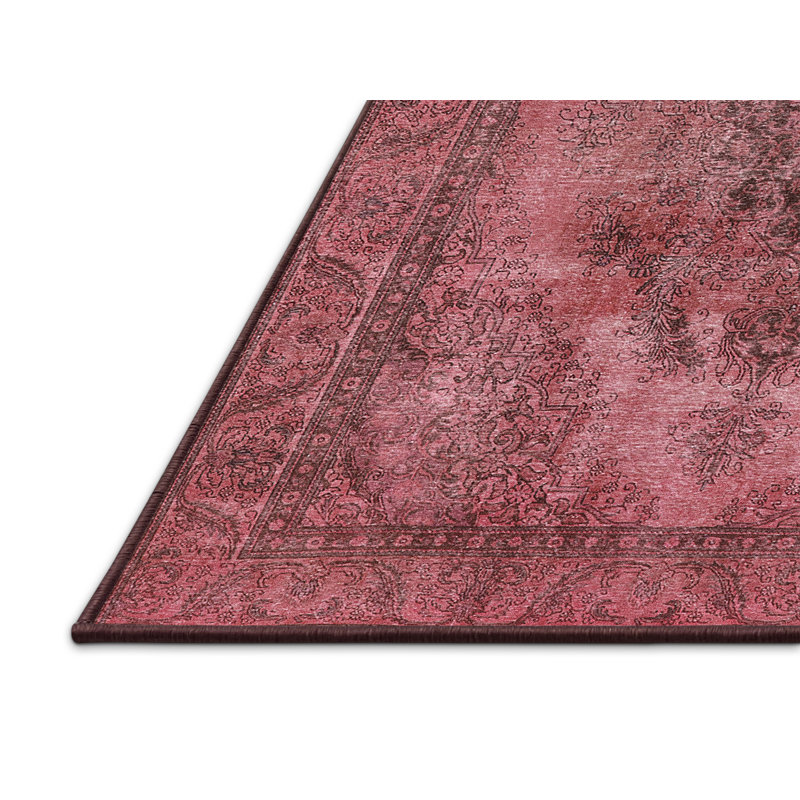 Tapis à motif oriental rose, Rectangle 6 pi x 9 pi