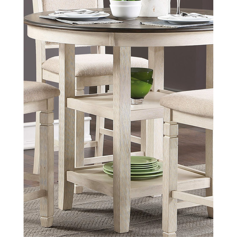 Stylish Counter Height Table With Display Shelves, A Versatile And Functional Piece For Your Home., Brown/White