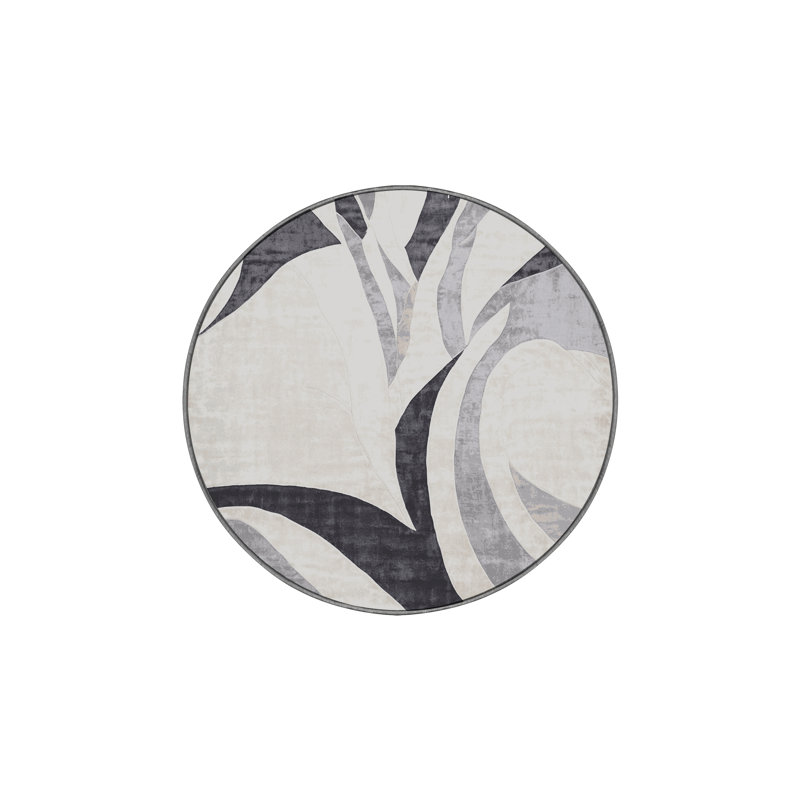 Tapis gris lavable à la machine, Rond 5 pi