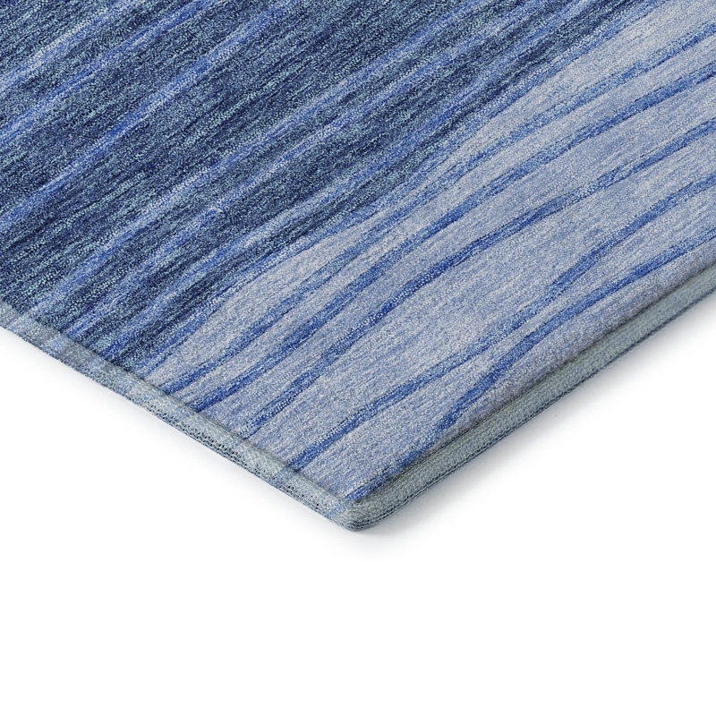 Premium Machine Washable Tweedy Blue Rug, Round 8'