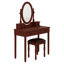 Ensemble de coiffeuse vintage avec miroir ajustable, coiffeuse en bois, 5 tiroirs et tabouret rembourré pour la chambre à coucher