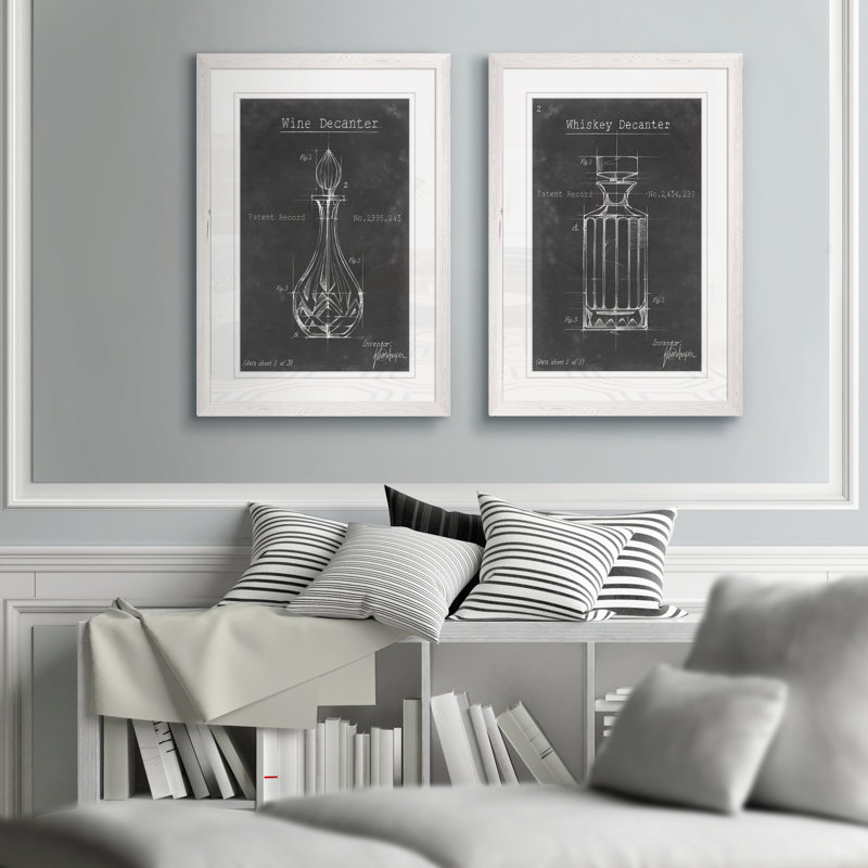 «Barware Blueprint VII» par Antonyus Bunjamin (Abe) - ensemble de 2 reproductions d'art encadrées, H 24 po x l 18 po, Blanc