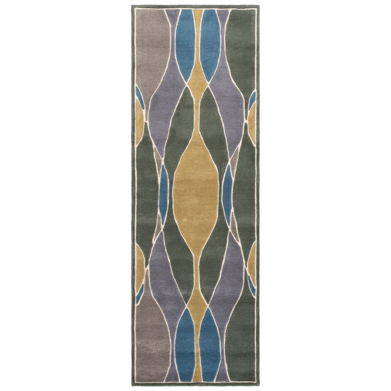 Tapis en laine et viscose Amier Soho, Tapis de couloir 2 pi 6 po x 8 pi