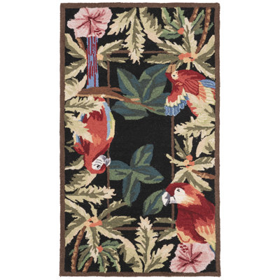 Hogle Hand Hooked Wool Floral Rug