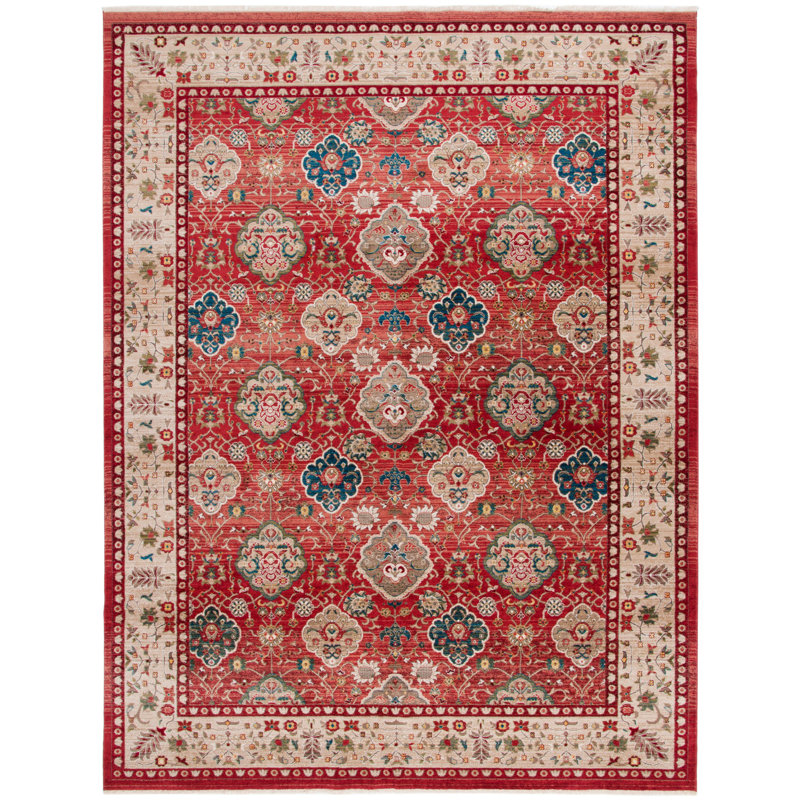 Tapis rouge / beige en polypropylène tissé à plat Ralph Lauren, Rectangle 9 pi x 12 pi