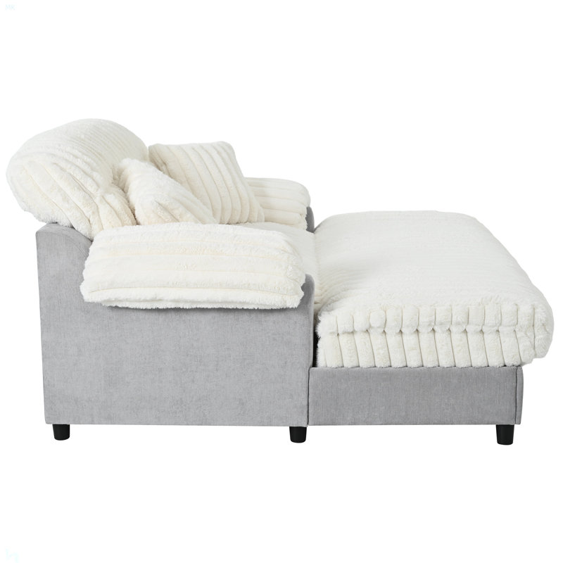 Canapé-lit moderne avec méridienne 65,25 po Cloud, Beige