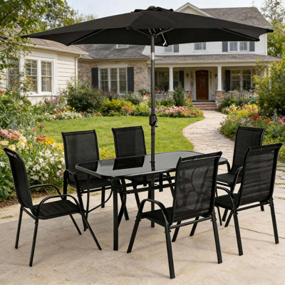 Ensemble de conversation d'extérieur, ensemble de table et chaises de salle à manger de patio, ensemble de mobilier de patio 8 pièces