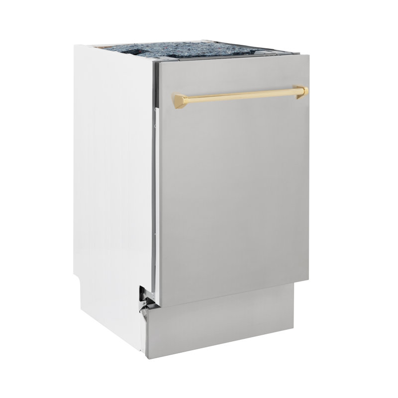 ZLINE Autograph Edition 18 in. Tallac Series 3rd Rack Top Control Built-In Dishwasher in Stainless Steel with Handle, 51dBa