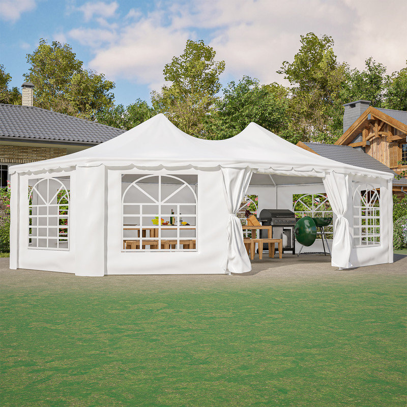 Tente de réception résistante 29 po x 21 pi - imperméable et protection contre les rayons UV, toile blanche pour mariage et événement