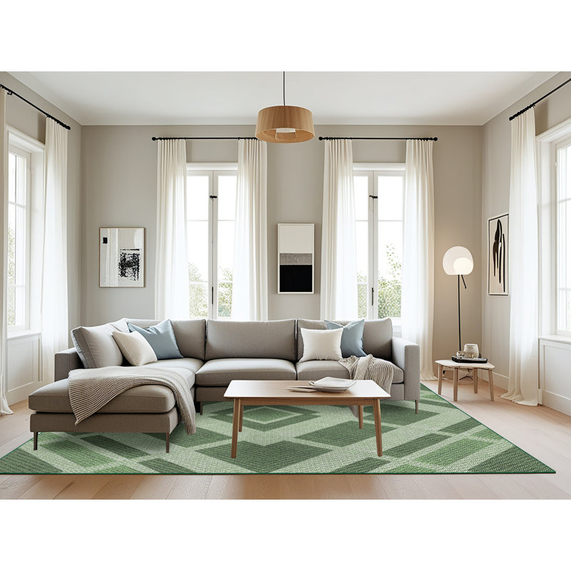 Tapis géométrique vert mer, Rectangle 8 pi x 10 pi