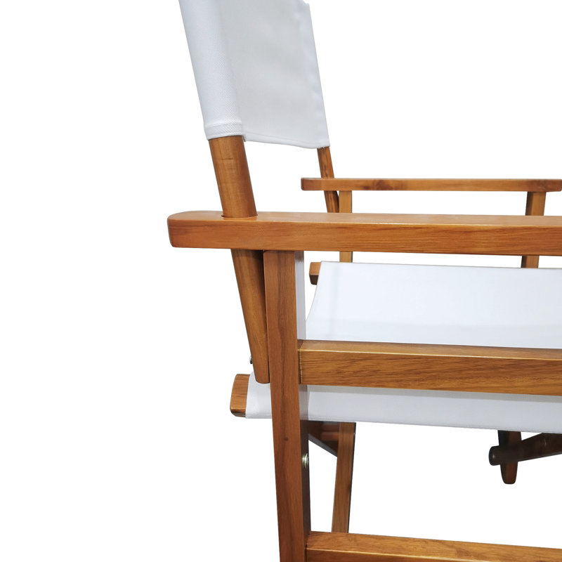 2Pcs Folding Wooden Chairs With Canvas Seat - White. And Long-Lasting, Made Of Populus Wood. Breathable Easy To Clean Canvas. High Bearing Capacity For Different Users. Foldable Storage Transport.