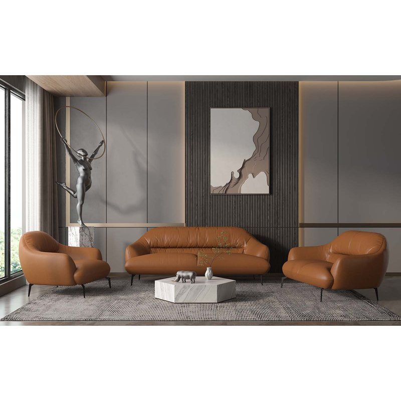 Makenze Upholstered 66'' Loveseat, Cognac Leather
