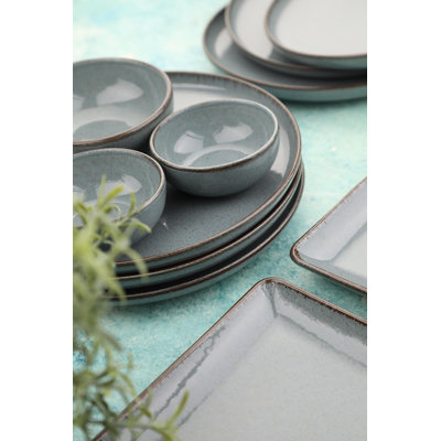 14-Piece Breakfast Set, Anthracite Colour, 100% Porcelain | Includes 6 Service Plates (9.4 in), 2 Joker Bowls (4 in), 4 Joker Bowls (3.1 in), 2 Platters (8.3 in) | Dishwasher & Microwave Safe, Elegant Design for Everyday Use