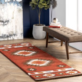 Ilgonis Southwestern Handmade Tufted Wool Wine Area Rug