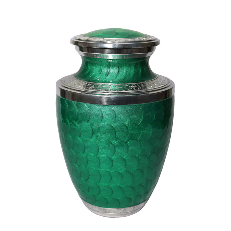 Silver-Toned Accents Urn, Green