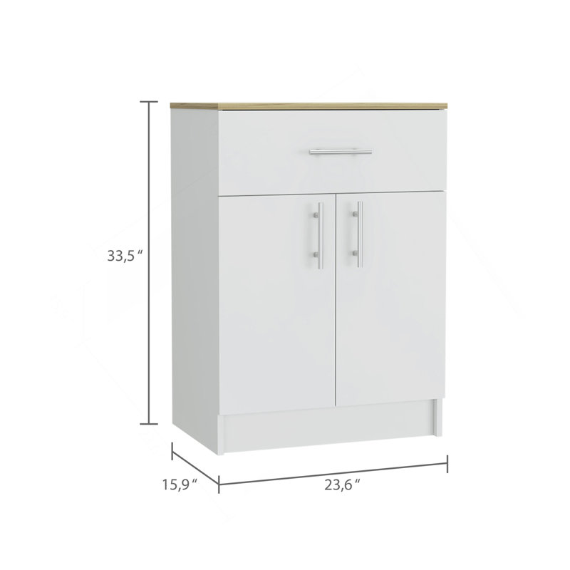 Armoire garde-manger à un tiroir, deux tablettes intérieures - blanc / chêne clair Mayorca