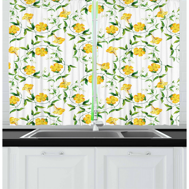 Floral Pointed Kitchen Curtain