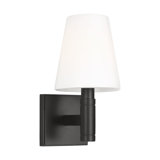 Thomas O'Brien Beckham Classic Bathroom Bedroom Wall Fixture In Aged Iron Finish With Milk Shade