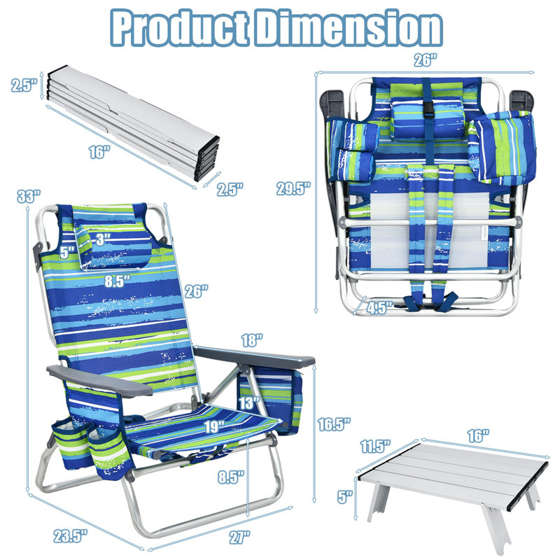 Chaise de plage inclinable et pliante Norek