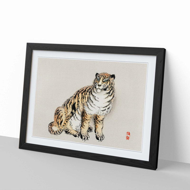 Tiger by Kono Bairei - Picture Frame Painting Print, Black, 60cm H x 91cm W x 2cm D