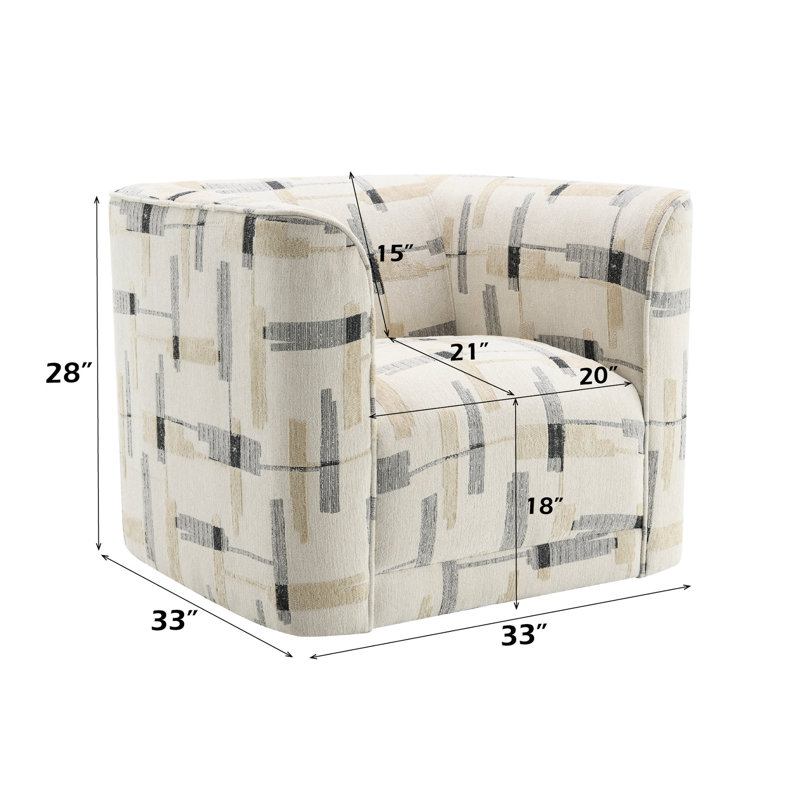Chaise pivotante beige avec rembourrage en mousse de siège de 21 po de profondeur et de largeur du produit 33,49 po