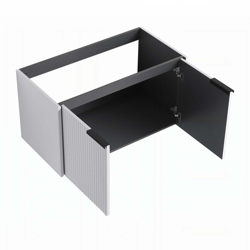 Meuble-lavabo mural de 36 pouces avec caractéristiques innovantes pour un rangement élégant, Blanc