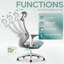 Chaise de bureau ergonomique avec appui-tête réglable, soutien lombaire et accoudoirs 4D-527127832-527127837